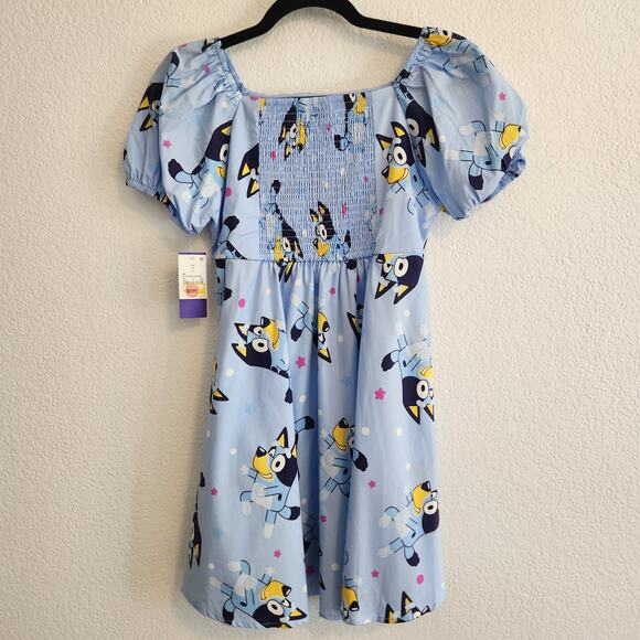 Bluey Girl's Size 14/XL Light Blue Character Print Puff Short Sleeve Dress NWT - Picture 3 of 3